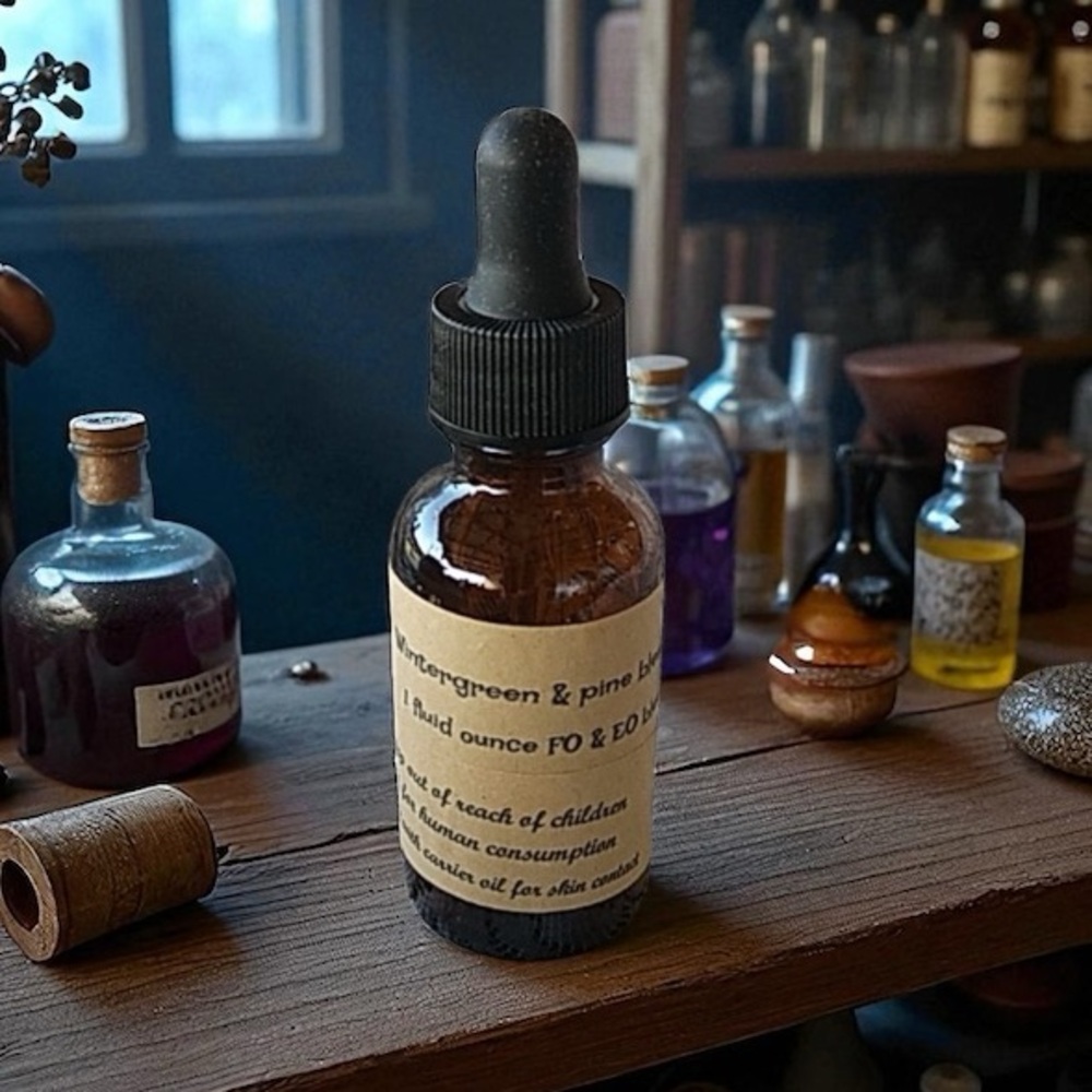 Wintergreen & Pine Essential Oil Blend- Amber Glass Dropper Bottle Fresh Scent